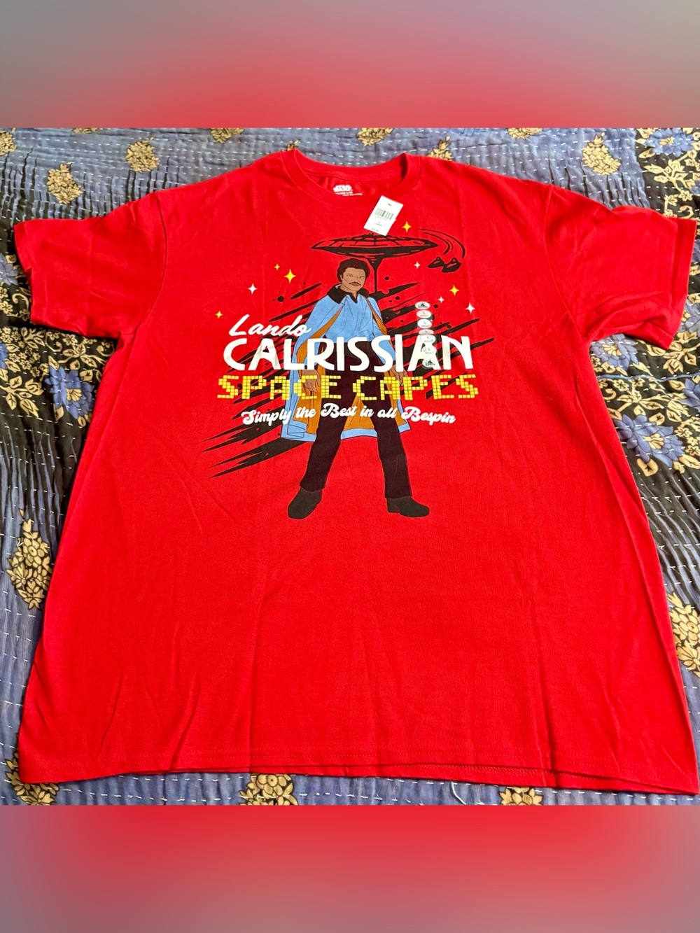 NEW Disney Parks LANDO Calrissian Red  Short Sleeve Graphic Tee Space Capes Ad